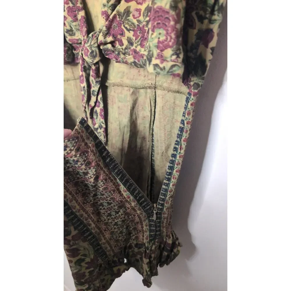 Free People Boho Floral Tie Front Romper Size 2 Festival